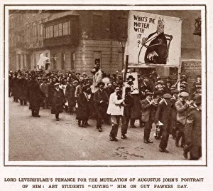 Art students protest about Lord Leverhulme Art students protest about Lord Leverhulme