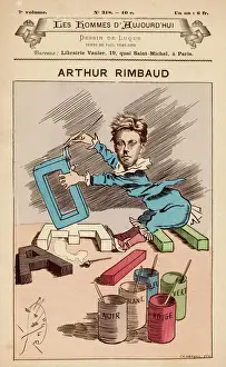 Prints of JEAN-NICOLAS-ARTHUR RIMBAUD Cartoon of the French poet and leading influence on Symbolist movement Arthur Rimbaud Prints: French poet Arthur Rimbaud Print