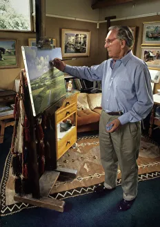 Artist Frank Wootton OBE (1911-1998) at his home studio Artist Frank Wootton OBE (1911-1998) at his home studio