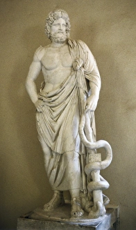 Asclepius. 4th c. BC. Classical Greek art. Sculpture Asclepius. 4th c. BC. Classical Greek art. Sculpture