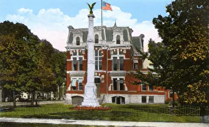 Ashtabula, Ohio, USA - City Hall and Civil War Monument Ashtabula, Ohio, USA - City Hall and Civil War Monument