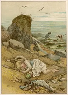 Historical Beach Scenes Prints: Asleep on the Shore