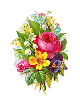 Assorted flowers on a Victorian scrap Assorted flowers on a Victorian scrap