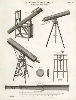 Historical Astronomy Equipment Prints: Astronomical telescopes