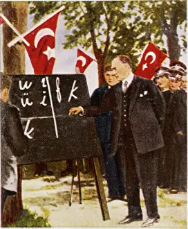 Ataturk Prints: Ataturk Reforms Print: Westernisation of Turkish Language