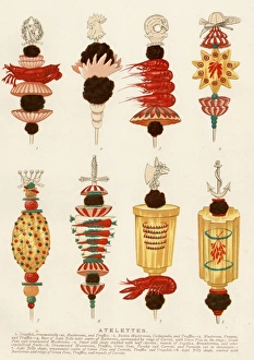 Atelettes -- food on decorative skewers Atelettes -- food on decorative skewers