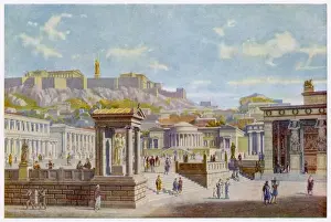 Prints of Reconstruction of the AGORA (main square) of Athens at the height of its glory Historical Site Prints: Athens Agora Reconstruction Print