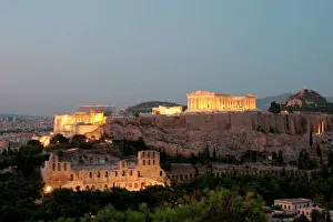 Athens. Panoramic view of the Acropolis at night Athens. Panoramic view of the Acropolis at night