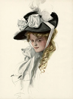 Attractive woman wearing bonnet 1906 Attractive woman wearing bonnet 1906
