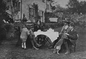 Austen Chamberlain with family in garden Austen Chamberlain with family in garden