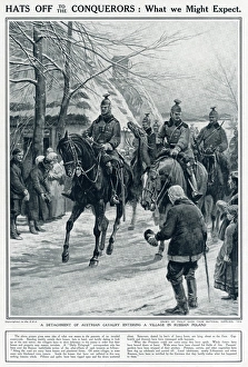 Austrian cavalry entering village in Russian Poland 1915 Austrian cavalry entering village in Russian Poland 1915
