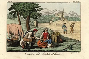 Austrian peasants at work in the fields, 18th century Austrian peasants at work in the fields, 18th century