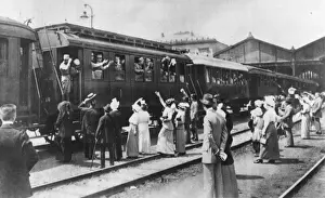 Austrian Troops Leaving by Train for the Front Print, WW1