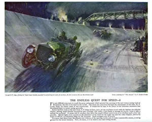 Autocar Poster -- race on new Brooklands track, Surrey Autocar Poster -- race on new Brooklands track, Surrey