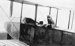 Avro biplane with pilot, WW1