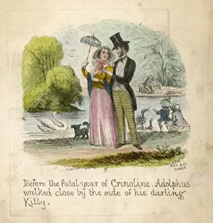 Intimate Pair, Engraved Print, Pre-Crinoline Era