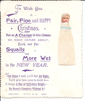 Baby with comic verse on a Christmas and New Year card Baby with comic verse on a Christmas and New Year card