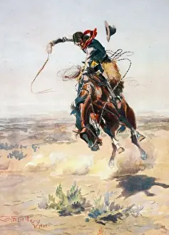 Cowboy Riding Horse Prints: A bad hoss