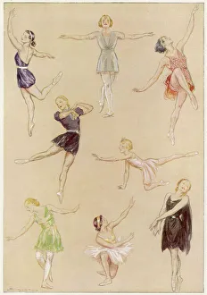 Ballet dancers exercising