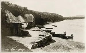 Prints of Bantham, Devon - The Quay. Date: 1910s Bantham Prints: Early 20th Century Print of Bantham Quay, Devon