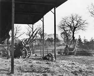 British Farming History Prints: Barn and Carts