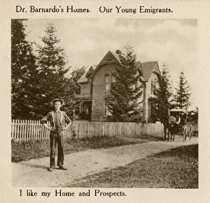 Barnardos Emigrants in Canada - boy outside home Barnardos Emigrants in Canada - boy outside home