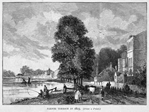 Barnes Terrace Print: Thames Riverfront Scene