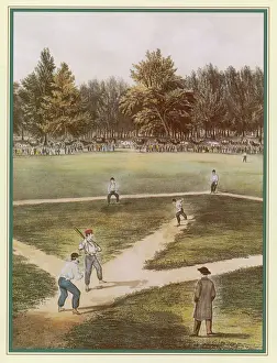 Vintage Baseball Game Prints: Baseball in a Field