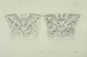 Prints of Drawing by Alfred Waterhouse for the ornamentation of the Natural History Museum, London, 1875-1876. Waterhouse designed the museum in the 1860s, and it first opened its doors on Easter Monday 1881 Alfred Waterhouse Prints: Natural History Museum Bat Print, 1875-1876