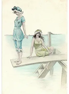 Seaside Leisure Activities Prints: Bathers on Diving Board