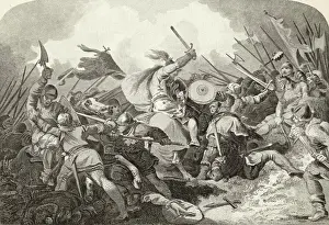 Battle Of Hastings Prints: Battle of Hastings 1066 Print: Norman cavalry defeats English infantry