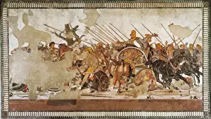 Prints of The Battle of Issus. Scene of the battle between Alexander the Great of Macedonia and the Achaemenid king Darius III Battle Prints: The Battle of Issus Print: Alexander the Great vs Darius III