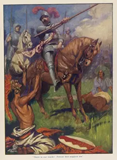 Battle of Otumba Print: Cortes and Tlascalans Defeat Aztecs