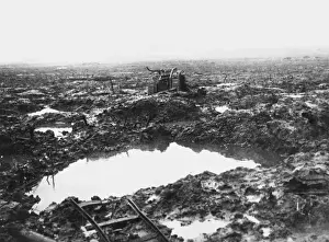 Print of a Derelict Tank at Passchendaele Ridge