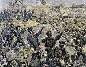 Battle of Ping-Yang, 1894. Engraving Battle of Ping-Yang, 1894. Engraving