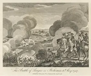 Battle of Prague Print: 18th Century Engraving