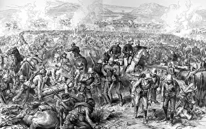 Prints of Scene of battle from the British position, inside the square repulsing the Zulus. British casualities were light, but the Zulus were decimated by the use of Gatling guns and the Martini-Henry Melton Prior Prints: The Battle of Ulundi: Inside the Square, 4th July 1879 Print