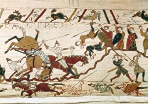 Bayeux Tapestry. 1066-1077. Scene of the Battle Bayeux Tapestry. 1066-1077. Scene of the Battle