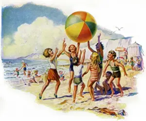 Children Playing On The Beach Prints: On the beach