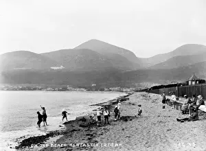 On the Beach, Newcastle Print: Early 1900s Northern Ireland