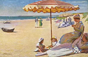 Vintage Seaside Holidays Prints: Under Beach Parasol