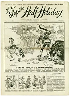 Beach Scene Print of Ally Sloper at Bournemouth