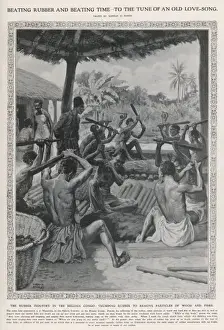 Belgian Congo History Prints: Beating Rubber / Congo