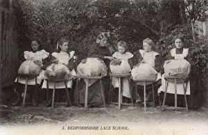 Prints of Bedfordshire Lace School. Date: circa 1905 Bedfordshire Prints: Bedfordshire Lace School Print circa 1905