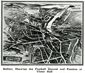Belfast, 1912, showing the football ground & Ulster Hall Belfast, 1912, showing the football ground & Ulster Hall
