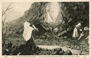 Print of Bernadette's 1st Vision at the Grotto