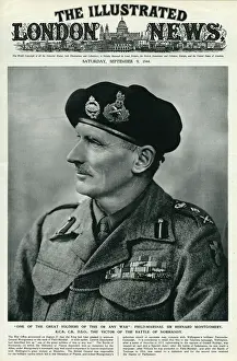 Prints of Field Marshal Bernard Law Montgomery, 1st Viscount Montgomery of Alamein, (1887 1976), Montgomery was in command the 3rd division assault on Northern France in 1944 Generals And Leader Prints: Field Marshal Bernard Montgomery Print, 1944
