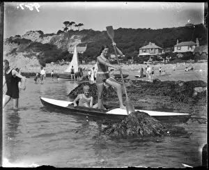 Rocky Shoreline Views Prints: Biarritz Canoers