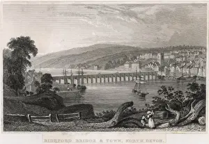 Bideford Devon Print - Torridge River Bridge