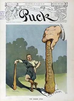 Theodore Roosevelt Cartoon Prints: The bigger stick
